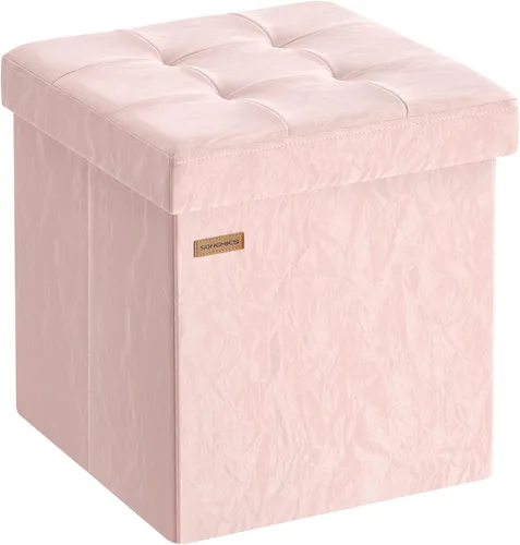 Vista 14 de SONGMICS cubo de almacenamiento de piel sintética, asiento, 15 pulgadas, Madera, Negro