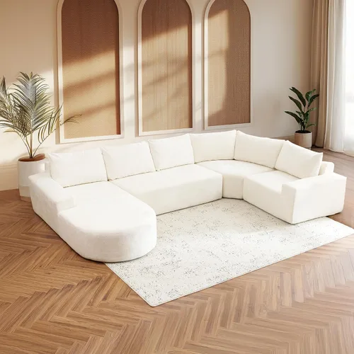 Vista 15 de Sofás seccionales sin hueso de 144 pulgadas para sala de estar, moderno sofá modular en forma de U con diván, cómodo sofá de espuma viscoelástica