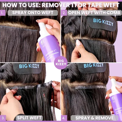 Vista 7 de Big Kizzy Spray removedor de extensión de cinta - Removedor 1 (8oz) Removedor de cinta más rápido y fácil, compatible con todas las cintas