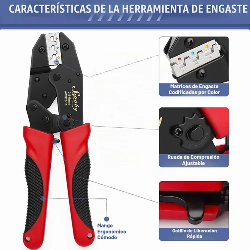 Vista 4 de Sopoby Herramienta de Prensado para Conectores Termorretráctiles con 210 Conectores de Empalme Termorretráctiles de Grado Marino de Cobre Rojo