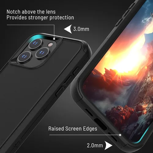 Vista 3 de X-belmox Funda protectora para iPhone 15 Plus, 3 capas, resistente a prueba de golpes, protección contra caídas, grado MiIitary para iPhone 14 Plus