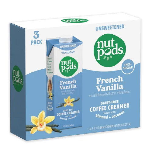 Vista 3 de nutpods Crema de café sin lácteos de vainilla francesa sin azúcar, 32 onzas, paquete de 3