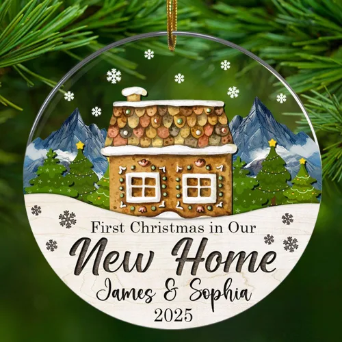 Vista 19 de Adorno personalizado de nuestro primer apartamento, con nombre y dirección personalizados, acrílico, 2.90 x 2.90 pulgadas, adornos de regalo