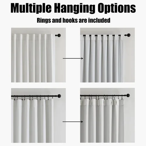 Vista 3 de Flyfun Cortinas opacas de 63 pulgadas de largo, juego de 2 paneles, cortinas con aislamiento térmico para sala de estar/dormitorio, bolsillo