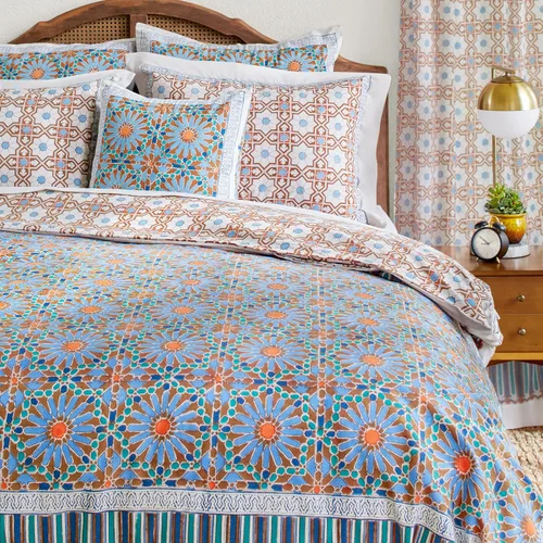 Vista 12 de Saffron Marigold Funda de edredón tamaño individual, 100% algodón, reversible, estampado a mano, decorativa, para decoración de dormitorio, diseño
