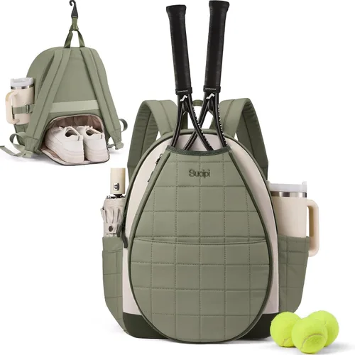 Vista 24 de Sucipi Bolsas de tenis para mujeres, Mochila bolsa acolchada para raqueta de tenis para raqueta de tenis, palas de pickleball, bádminton