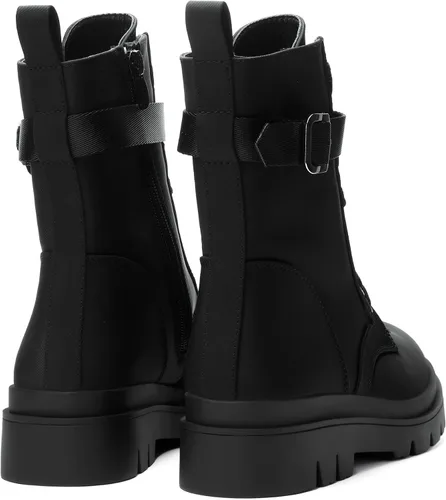 Vista 3 de DREAM PAIRS Botas de combate Chelsea con plataforma para mujer, con cordones y suela de hebilla
