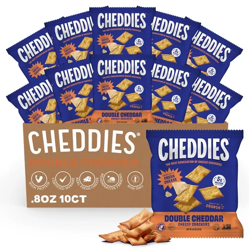 Vista 7 de Cheddies, Galletas de queso cheddar 100% naturales con proteína, queso cheddar, 4.2 onzas, 6g de proteína, bajas en carbohidratos