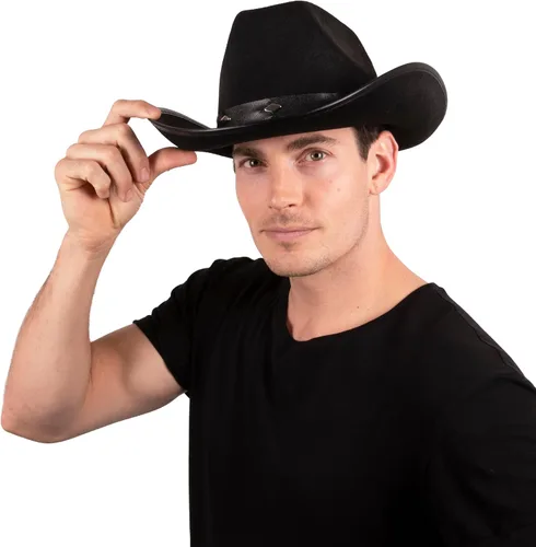 Vista 9 de Sombrero de fieltro Kangaroo de vaquero con tachas, Estándar, Negro