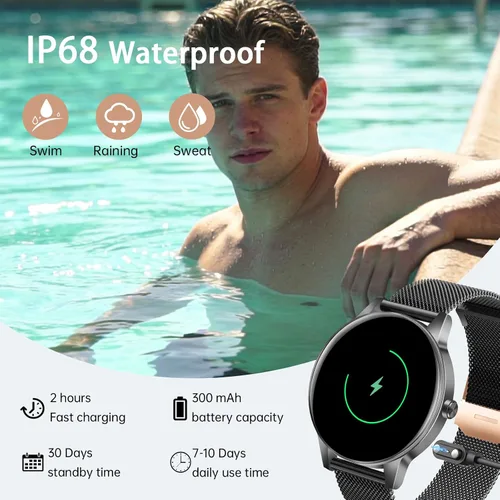 Vista 8 de Relojes inteligentes para hombres y mujeres (respuesta/hacer llamadas), pantalla HD de 1.27 pulgadas con monitor de frecuencia cardíaca/sueño, más
