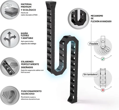Vista 5 de Ultimate Setup Vértebras de gestión de cables para debajo del escritorio, perfectas para escritorio de pie y sentado, organización de cables