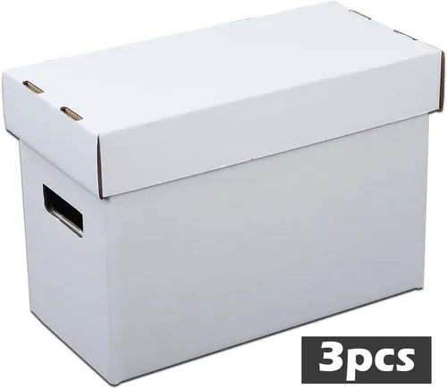 Vista 2 de G-PLUS Caja de almacenamiento para cómics de cómics con capacidad para 150-175 cómics, plegable y apilable, caja corta a prueba de humedad, cartón