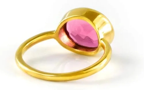 Vista 74 de Oval Birthstone Ring Bezel Set in Vermeil Gold, Sterling Silver, or Rose Gold, Stacking Birthstone Ring [rOMB]