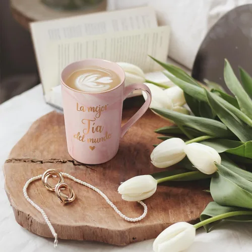 Vista 5 de Maustic Best Aunt Gifts - Taza de café La Mejor Tia Del Mundo, regalos de sobrina sobrino en español, Navidad, Día de la Madre, regalo para tia, 14