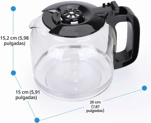 Vista 8 de Jarra de vidrio de repuesto de 12 tazas para cafetera Taylor Swoden modelos 300105REU