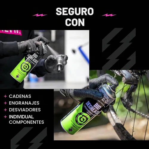 Vista 4 de Muc-Off Bio Degreaser, 500 Mililitros - Aerosol Soluble en Agua, Biodegradable para Limpieza Profunda de Partes Grasientas de Bicicletas