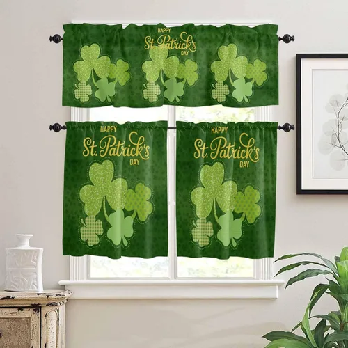 Vista 69 de Cortinas de cocina de Navidad, cenefa semitransparente ajustable con lazo, muñeco de nieve, copo de nieve, bolsillo para barra, tratamiento