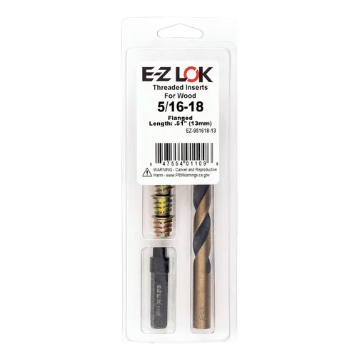 Vista 26 de E-Z LOK Kit de reparación de rosca hexagonal E-Z para insertos roscados con brida para madera blanda 1/4-20 x 13mm, perforador, herramienta