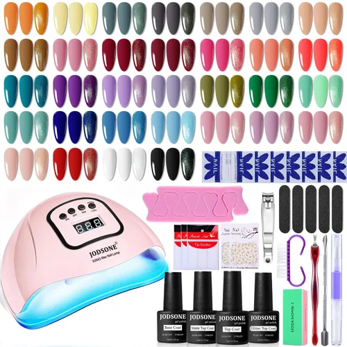 Vista 17 de JODSONE - Juego de 100 esmaltes de uñas de gel (5 ml cada uno) con capa base que no se limpia, capa de base que se borra y capa superior mate