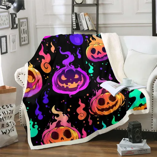 Vista 8 de Erosebridal Manta gótica de murciélagos de Halloween, manta de forro polar blanco y negro de 40 x 50 pulgadas, silueta vintage para niños, sombras