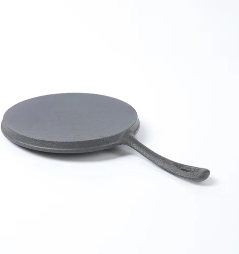 Vista 4 de HAWOK Plancha redonda de hierro fundido de 8 pulgadas, sartén para crepé pre-sazonada, juego de 4 Negro
