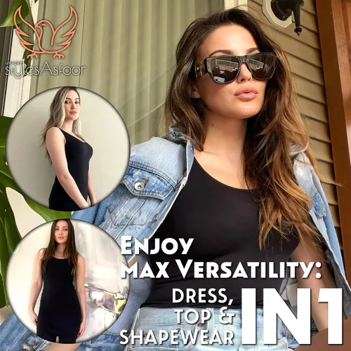 Vista 2 de UNIQUE STYLES ASFOOR Camisetas sin mangas para mujer, camisetas sin mangas extra largas para mujer