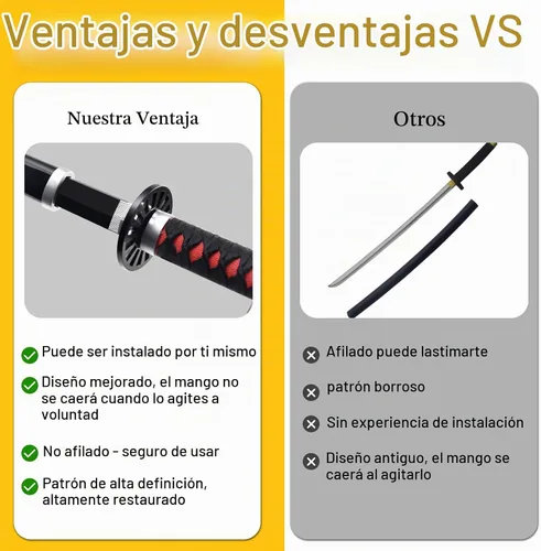 Vista 2 de Espada Demon Slayer de 41 pulgadas, con soporte de exhibición y cinturón, espada de Rengoku/espada de Tanjiro/espada de Zenitsu/textura original