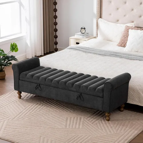 Vista 17 de Otomana redonda con patas de metal negro, reposapiés de 22.05 pulgadas de ancho, reposapiés tapizado para sala de estar, dormitorio, entrada