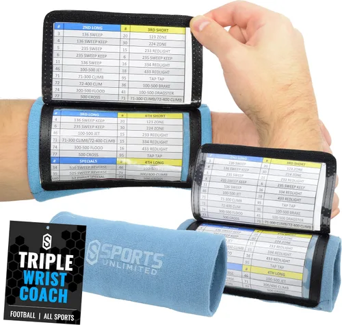 Vista 55 de Sports Unlimited Banda Instructora Triple para Adultos, Muñequeras de Fútbol para Jugadas, Muñequeras de Béisbol, Bandas de Brazo QB