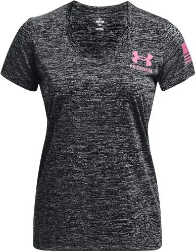 Vista 3 de Under Armour Freedom Tech - Camiseta de manga corta con cuello en V para mujer