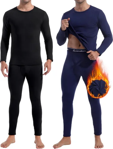 Vista 21 de 2 o 3 juegos de ropa interior térmica para hombre, ropa interior larga Negro y Negro