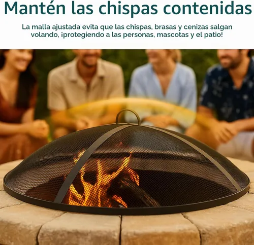 Vista 2 de Sunnydaze - Pantalla para hoguera de malla metálica de acero resistente
