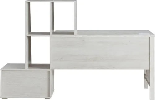 Vista 7 de HOMES: Inside + Out Garvine - Escritorio moderno de madera de 1 cajón de 71 pulgadas con puerto USB, toma de corriente, estantes abiertos