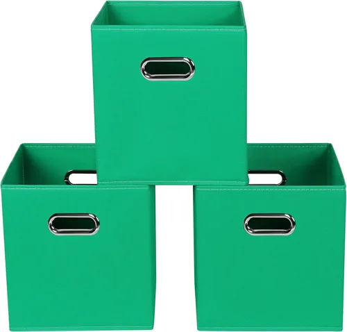 Vista 16 de Yunkeeeper - Contenedores de almacenamiento, cubos organizadores de tela con asa, cubos plegables para almacenamiento de tela o accesorios, 11 x 11