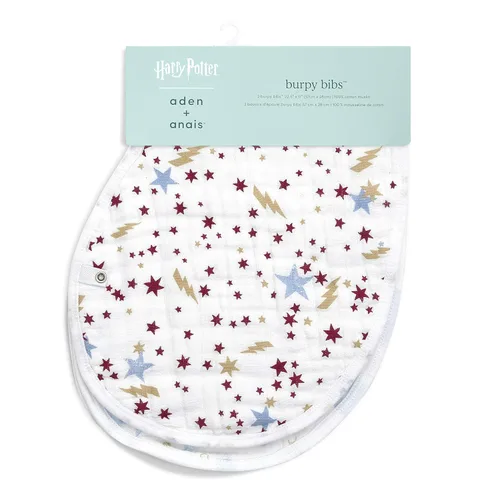 Vista 3 de aden + anais Babero de muselina 100% algodón Burpy – Babero de bebé de cierre de broches con paño de baba de 4 capas absorbente de uso múltiple