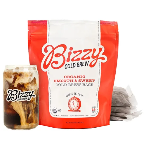 Vista 13 de Bizzy Café orgánico frío Mezcla de desayuno Café molido grueso tostado medio ligero Micro tamizado Grado especial 100% arábica Bolsas