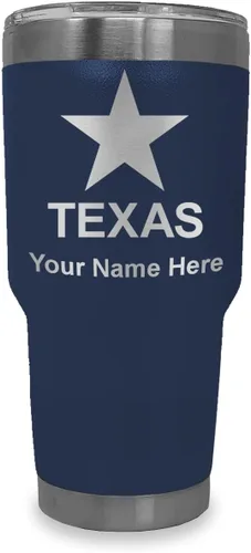 Vista 30 de LaserGram Vaso aislado al vacío de 20 onzas, bandera de Texas, grabado personalizado incluido (negro)