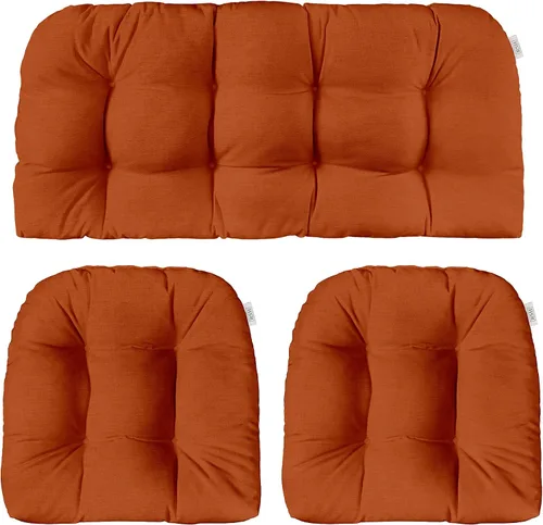 Vista 53 de RSH DECOR: Sunbrella - Juego de 3 cojines de mimbre copetudos 41 x 19 pulgadas y 19 x 19 pulgadas Fabricado con tela de rendimiento Sunbrella