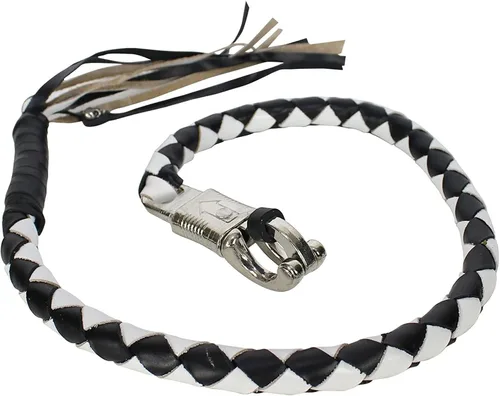 Vista 6 de Dream Apparel Látigo de cuero para motocicleta de 36 pulgadas con flecos para manubrio, color negro