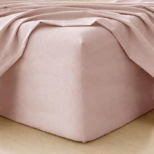Vista 24 de MooMee Sábana bajera ajustable de solo 100% algodón lavado con textura parecida al lino, transpirable, duradera, suave, cómoda, bolsillo profundo