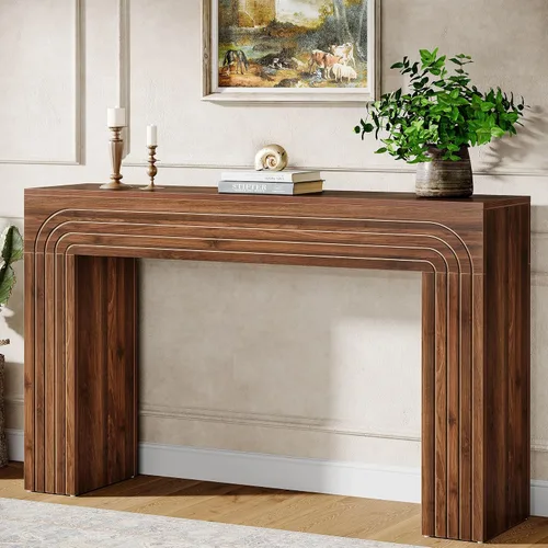 Vista 3 de Tribesigns Mesa consola de granja, mesa de entrada de 55 pulgadas con patas resistentes, mesa de sofá larga y estrecha detrás del sofá, muebles