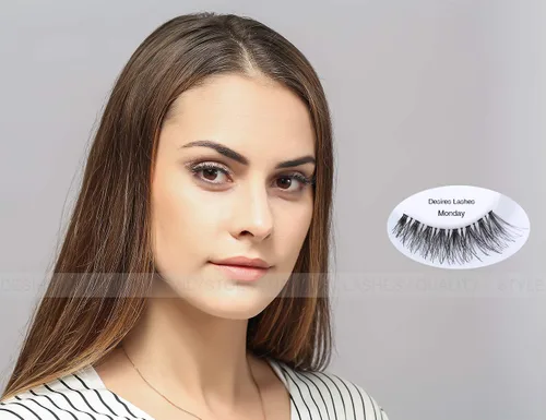 Vista 3 de DESIRES LASHES - Paquete múltiple de pestañas postizas Demi Wispies, 5 pares por kit, lunes 01