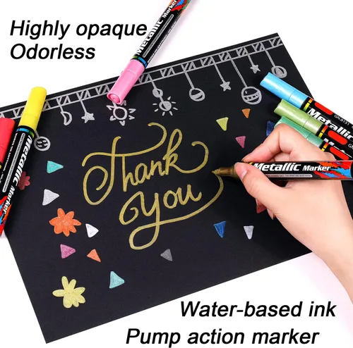 Vista 4 de Rotuladores metálicos Dyvicl para pintura de rocas, papel negro, tarjetas de regalo, álbumes de recortes, tela, metal, cerámica, copas de vino