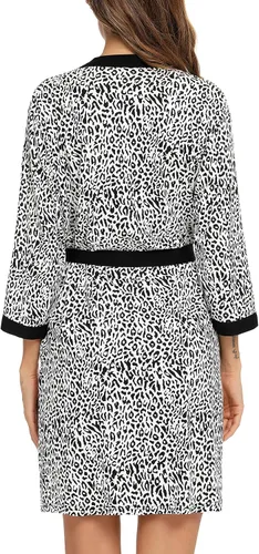 Vista 4 de Anjue Bata para mujer, kimono, bata corta de bambú, suave, ropa de dormir para mujer, tallas S-XXL