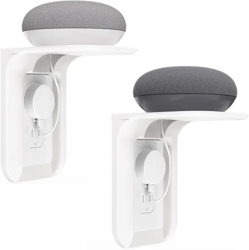 Vista 11 de WALI Repisa de doble enchufe de pared – Estante de baño dúplex para cepillo de dientes eléctrico, HomePod Mini, Echo Dot y carga de teléfono – blanco