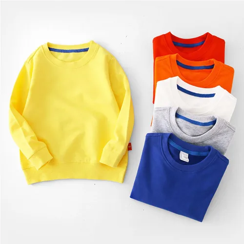 Vista 3 de GFQLONG Paquete de 2 sudaderas de algodón con cuello redondo para niños pequeños, camisetas de manga larga para bebé