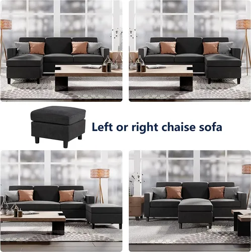 Vista 5 de SUNLEI Sofá modular de 79 pulgadas, sofás convertibles en forma de L para sala de estar, juegos de muebles de 3 piezas, sofá modular con diván