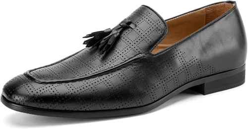 Vista 14 de JITAI Zapatos Penny de cuero con puntera de mocasín para hombre Negro/01