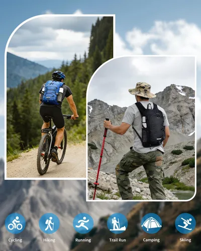Vista 7 de Blue Quartz Hydration Backpack with 2L Water Bladder, 18L Hiking Backpack for Women Men, Lightweight Water Pack with Phone Pocket for Quick Access