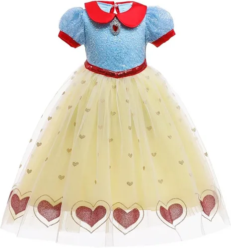 Vista 32 de HIHCBF Disfraz de princesa blanca como la nieve para niñas, cumpleaños, Navidad, Halloween, carnaval (con accesorios)